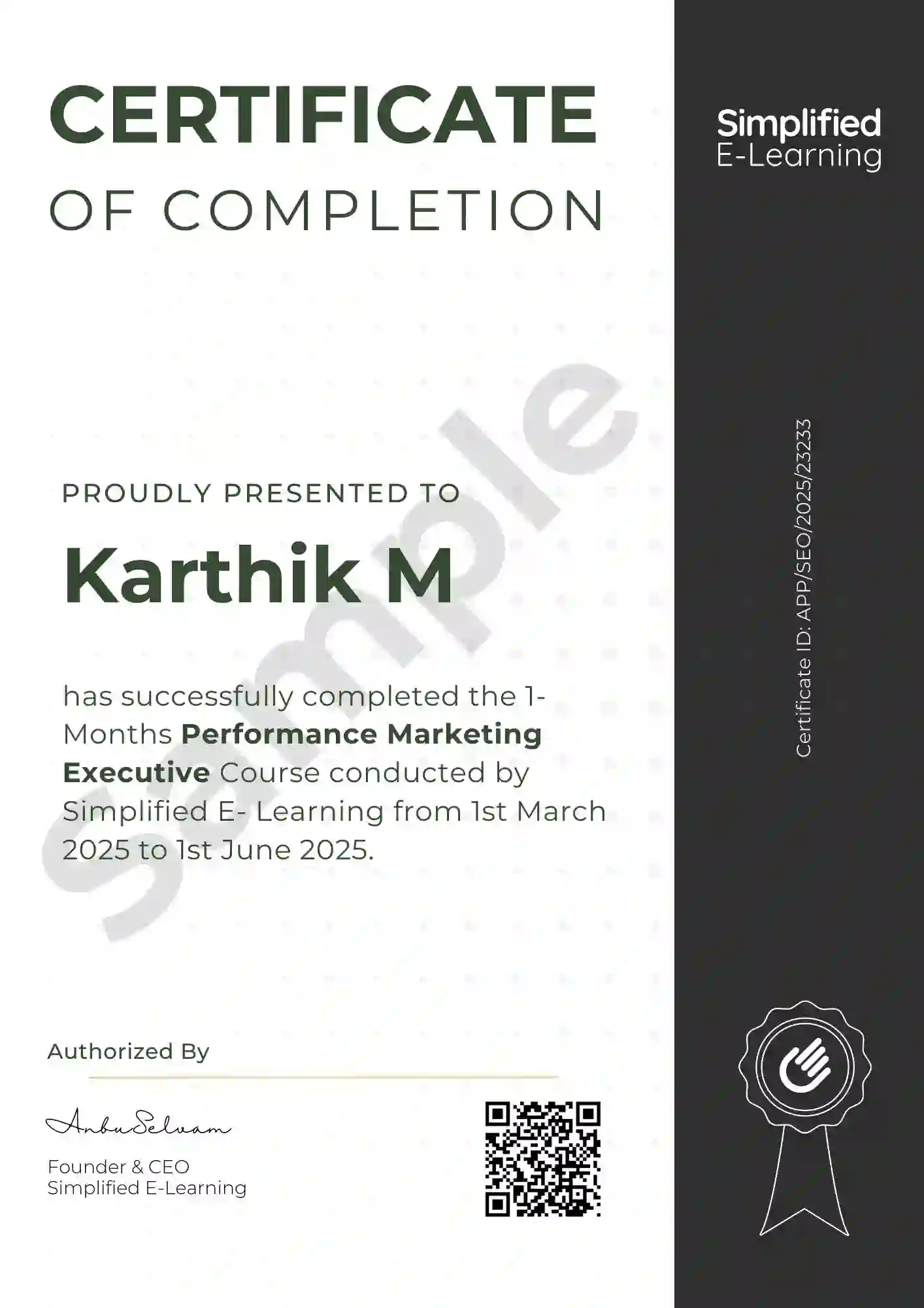 performance marketing executive certificate 2